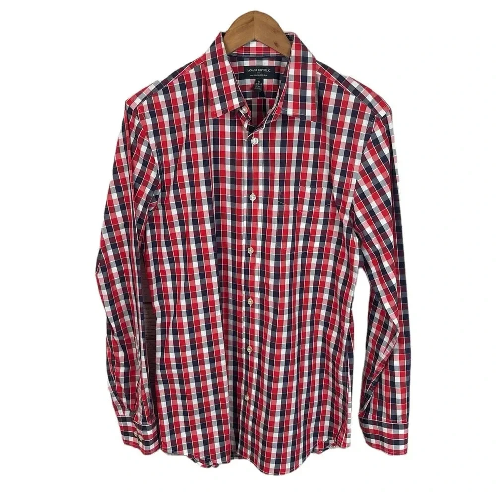 BF571 Men’s Banana Republic Non Iron Tailored SLIM Fit Button Down Shirt M